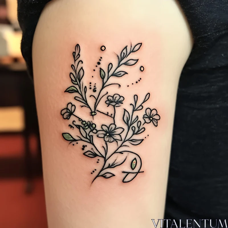 Intricate Botanical Tattoo Design AI Image