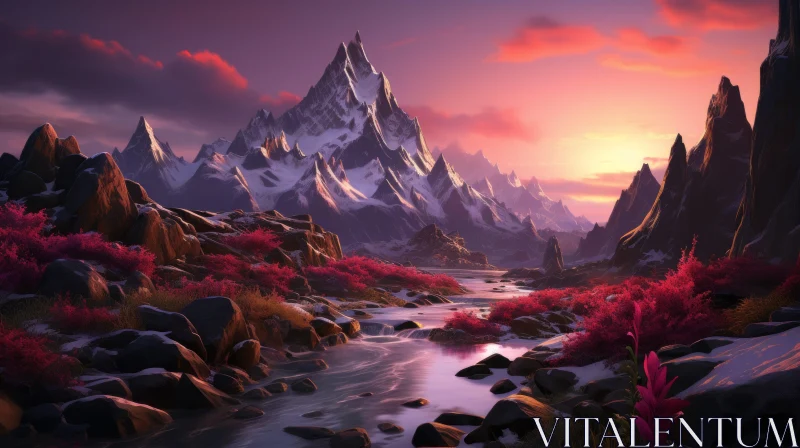 Breathtaking Mountain Landscape with Serene Lake | Nature Artwork AI Image