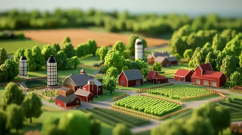 Idyllic Countryside Farm Landscape