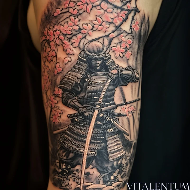 Japanese Samurai Arm Tattoo AI Image