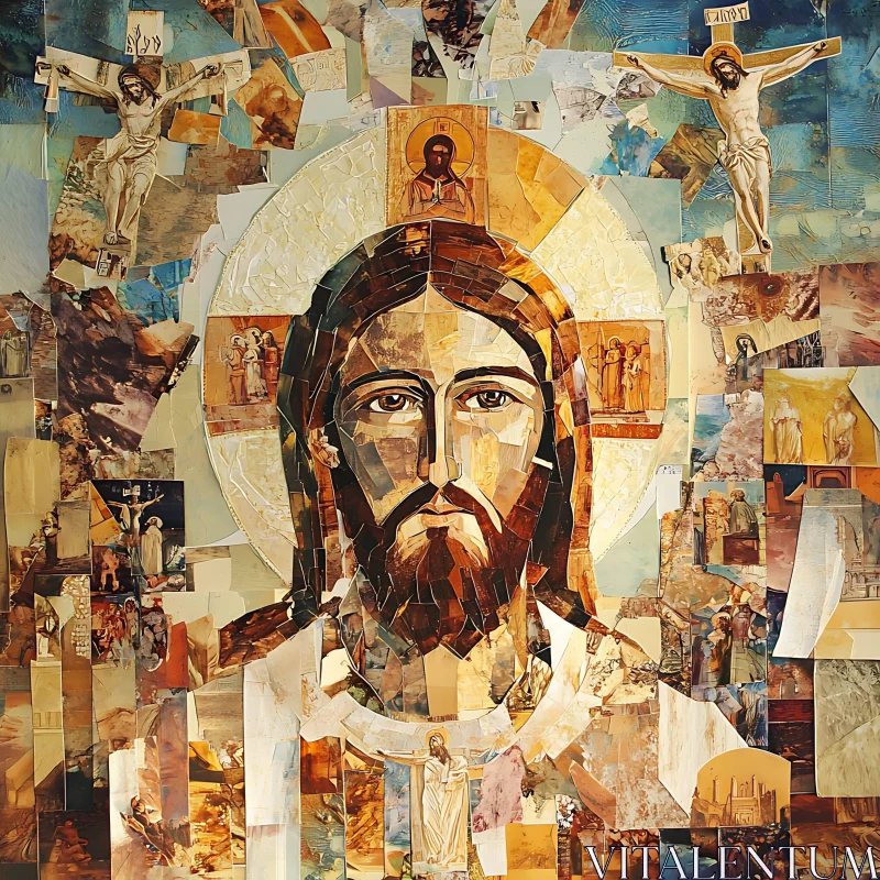 Fragmented Faith: A Mosaic of Christ AI Image