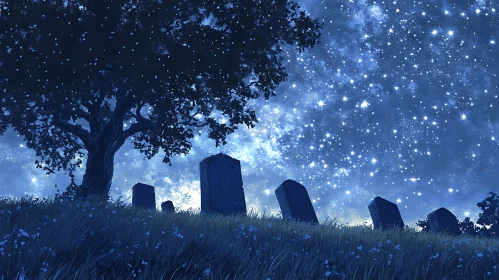 Night Cemetery Art