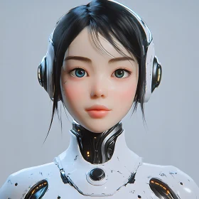 Futuristic Female Robot Portrait