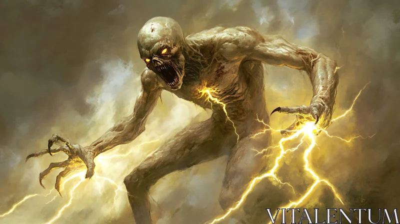 AI ART Frightening Lightning Monster Illustration