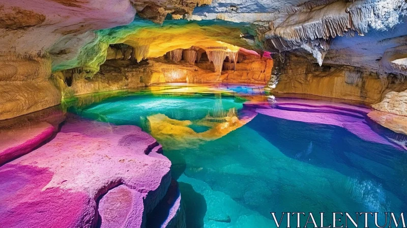 AI ART Vividly Lit Cave with Spectacular Reflections