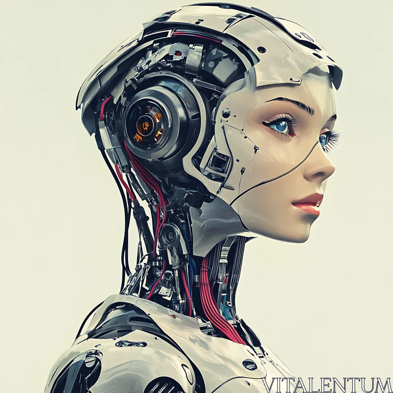 Detailed Side Profile of Futuristic Cyborg AI Image