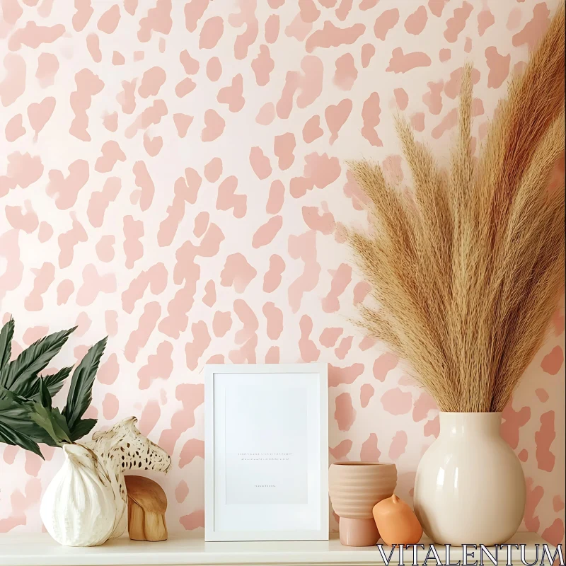 AI ART Pink Abstract Wallpaper with Elegant Decor