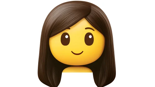 Brown Haired Woman Emoji Cartoon