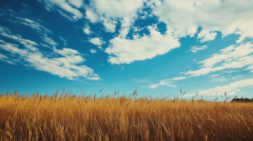 Wheat Field with Blue Sky