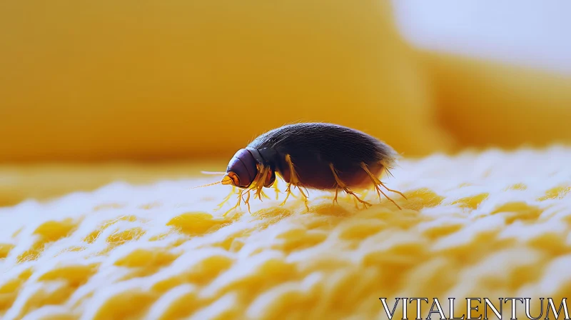 Detailed Close-Up of a Beetle on Knit Background AI Image