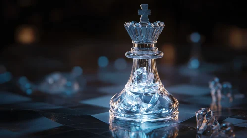 Crystal-Filled Glass Chess King