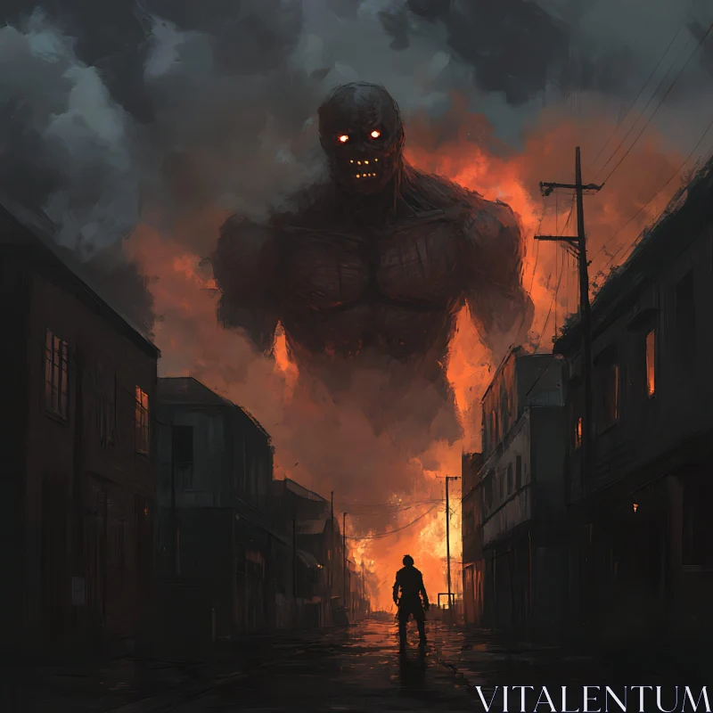 AI ART Colossal Titan in Ruined Cityscape