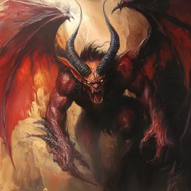 Winged Demon with Piercing Gaze