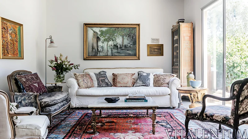 Eclectic Vintage Living Room AI Image