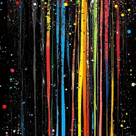 Colorful Paint Streaks on Black Background