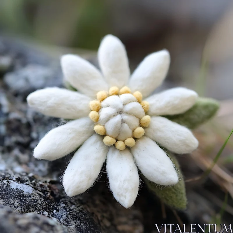 Detailed View of Edelweiss Flower AI Image