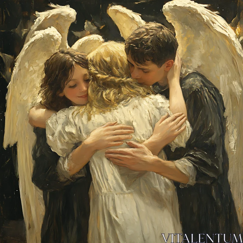 AI ART Three Angels Embracing: A Vision of Love