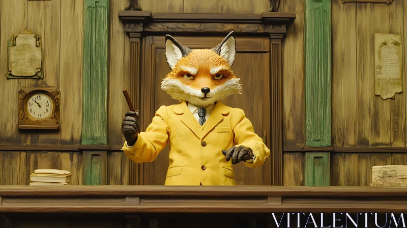 AI ART Anthropomorphic Fox Behind the Desk