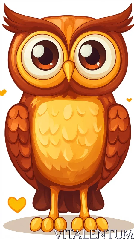 Cute Cartoon Owl Artwork AI Image