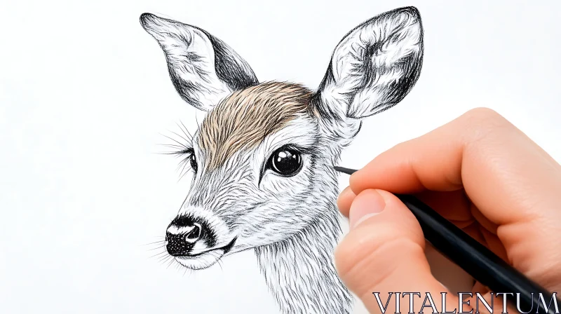 Detailed Illustration of a Young Deer AI Image