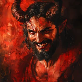 Sinister Demon with Horns and Grin