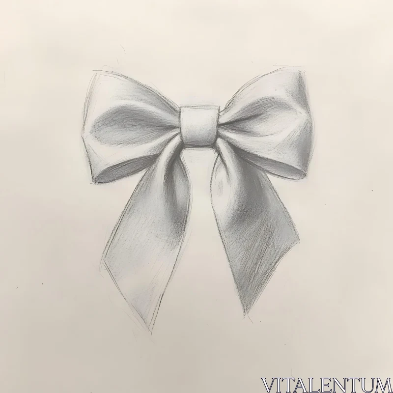 Elegant Bow Drawing on White Background AI Image