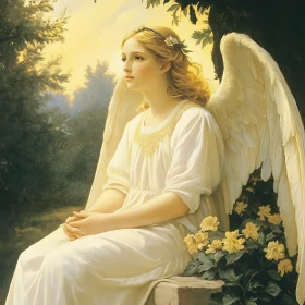 Ethereal Angel in Garden of Light