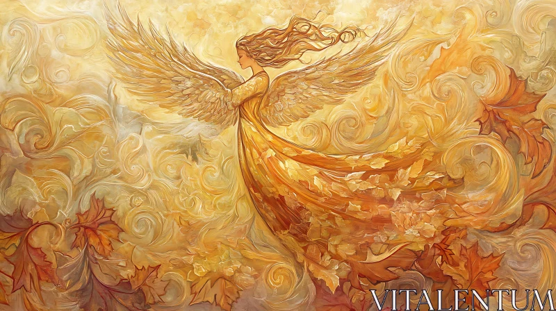 AI ART Ethereal Angel with Wings of Gold