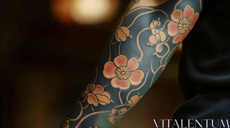 Intricate Floral Arm Tattoo Design AI Image