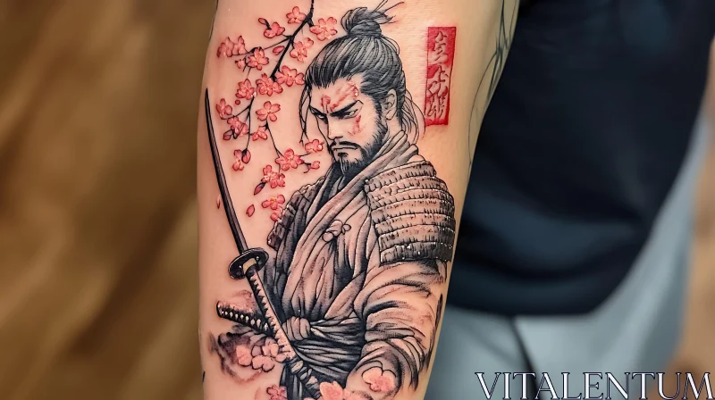 Traditional Samurai Tattoo Design AI Image