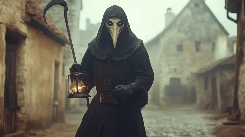 Mysterious Plague Doctor with Lantern