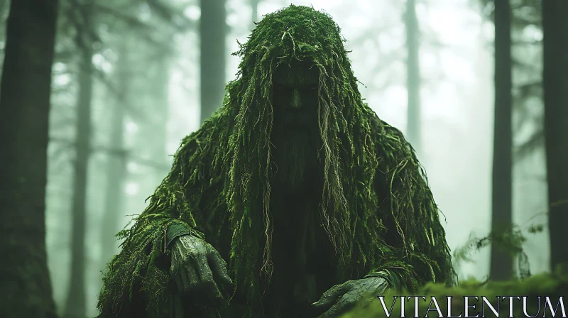 AI ART Moss-Clad Figure in Enigmatic Forest