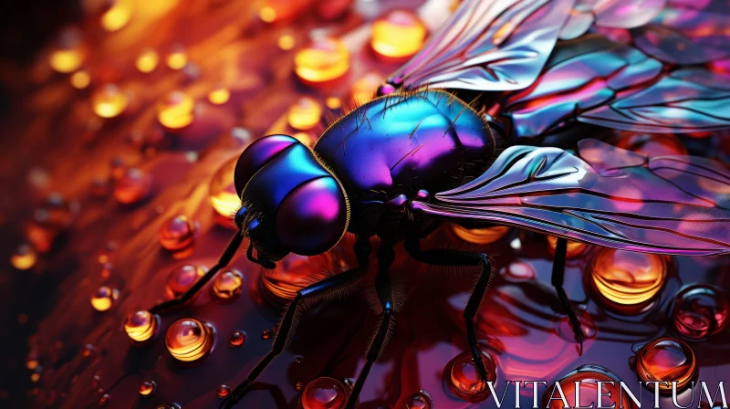 AI ART A Colorful Fly on Water: Sci-Fi Psychedelic Illustration