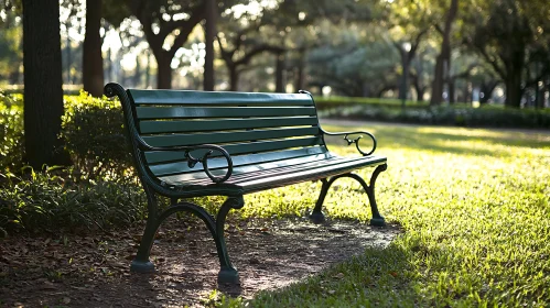 Green Bench in Park