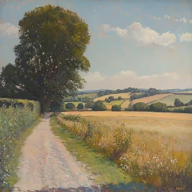 Rural Landscape with Dirt Road and Trees