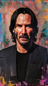 Keanu Reeves Art Portrait with Colorful Background