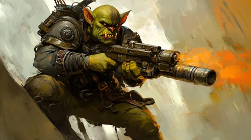 Green Orc with Metal Gun