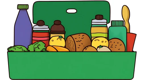 Groceries Box Illustration