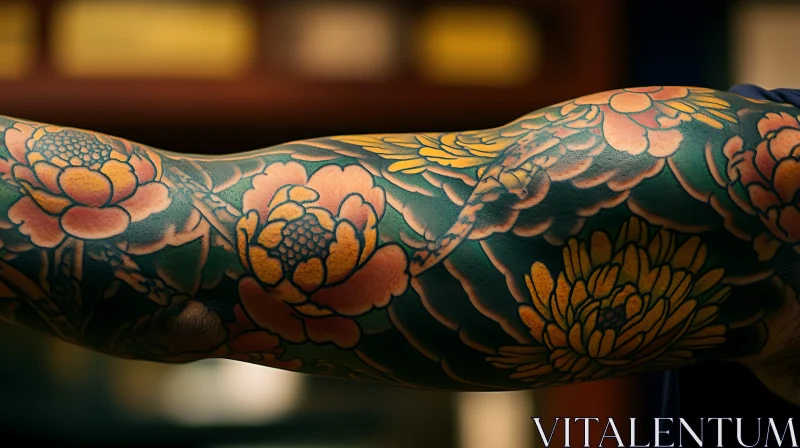 AI ART Colorful Floral Tattoo Art