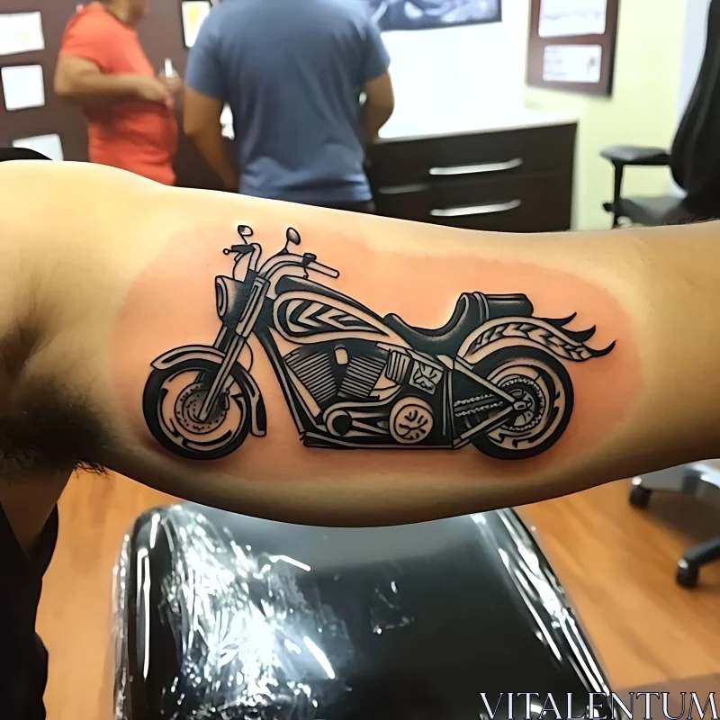 AI ART Detailed Bike Tattoo Design