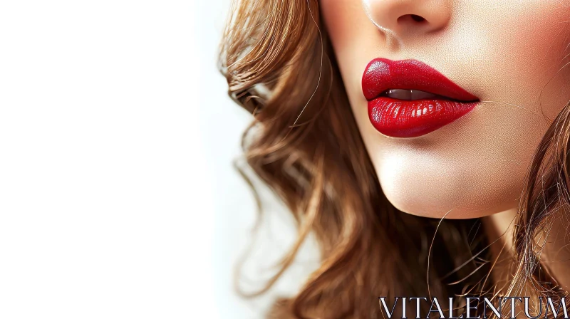 Elegant Woman's Lips - Close-Up Portrait Photography AI Image