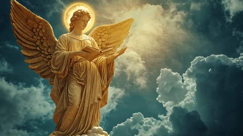 Celestial Angel Reading in the Heavens