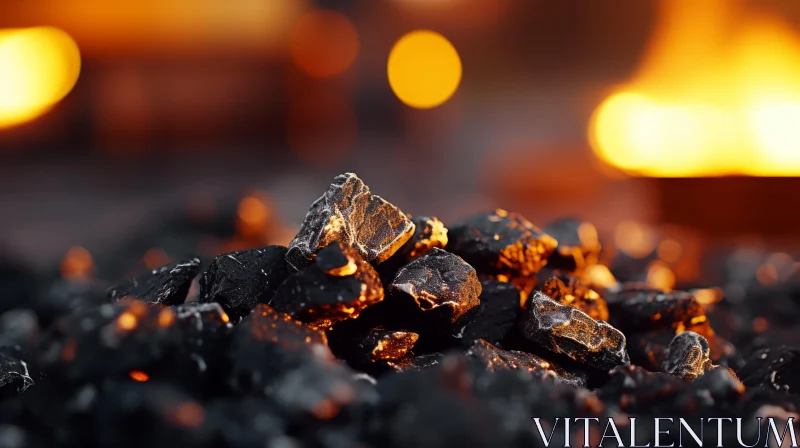 Golden Light Illuminated Coal Pile - An Environmental Perspective AI Image
