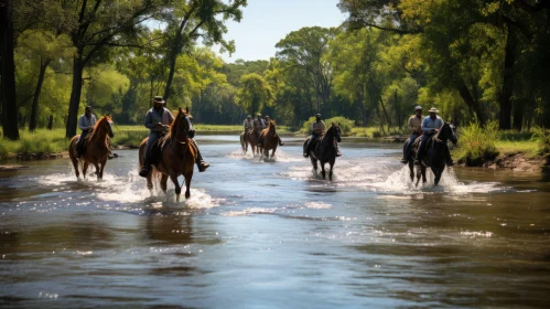 Graceful Horse Riding Along a Tranquil River | Captivating Nature Scene
