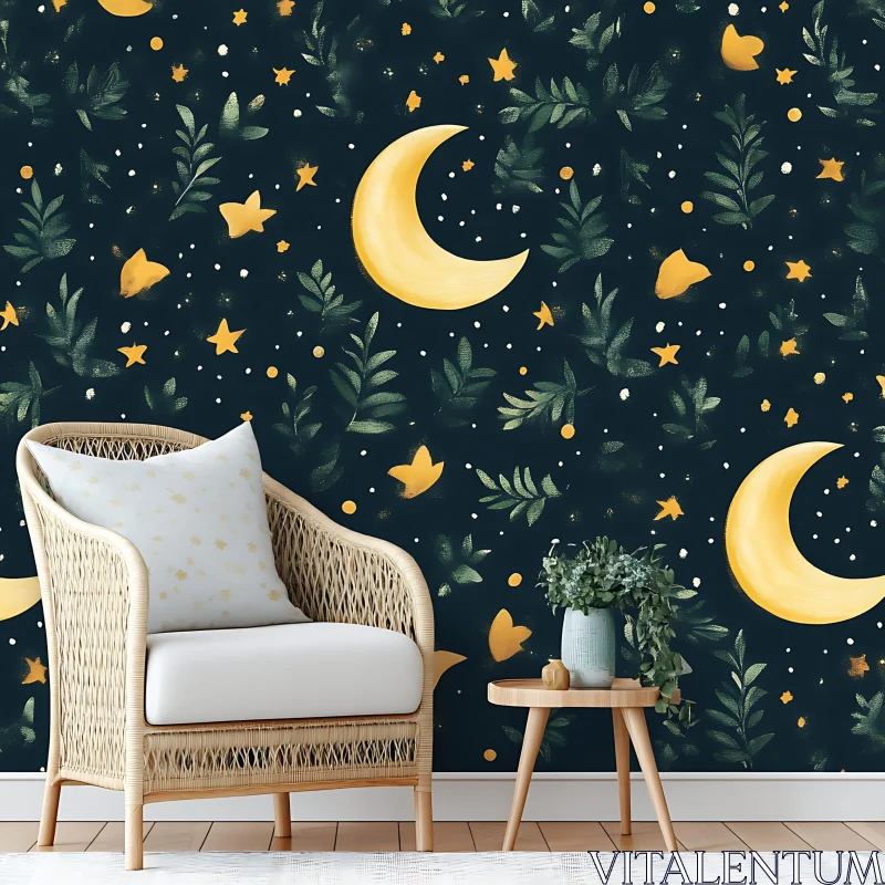 Dreamy Room with Moon and Stars AI Image