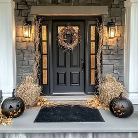 Autumnal Halloween Doorway Display