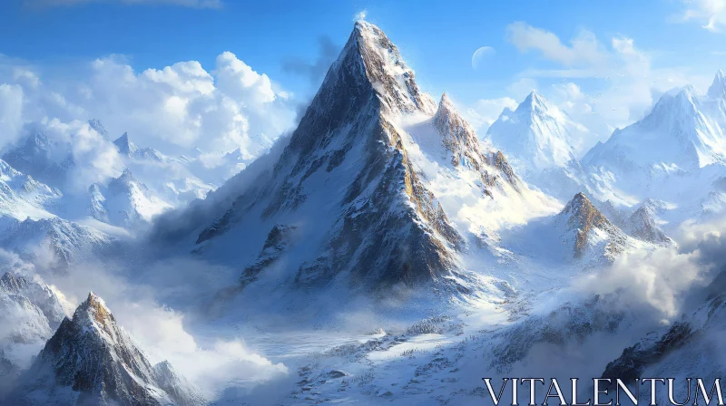 Magnificent Mountain Peaks in Winter AI Image