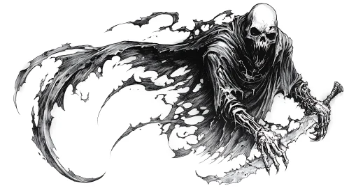 Monochrome Skeleton Warrior with Sword