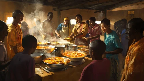 Community Feast: Sharing Food and Laughter