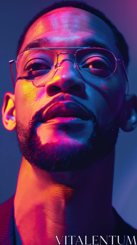 Will Smith's Neon Light Portrait AI Image